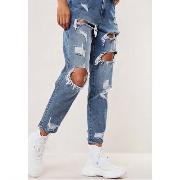Missguided Denim - Misguided Riot High Rise Distressed Mom jeans Size 4